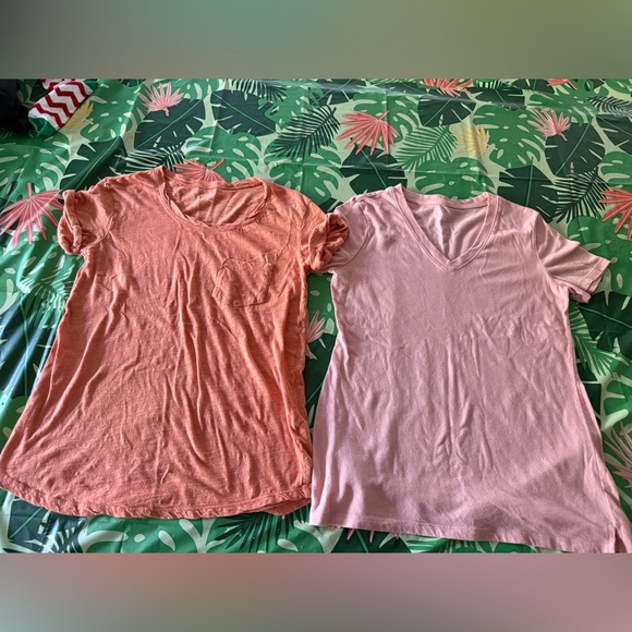 a.n.a Tops - ANA Orange Slub & Pink V-neck 2 Tops Size Small